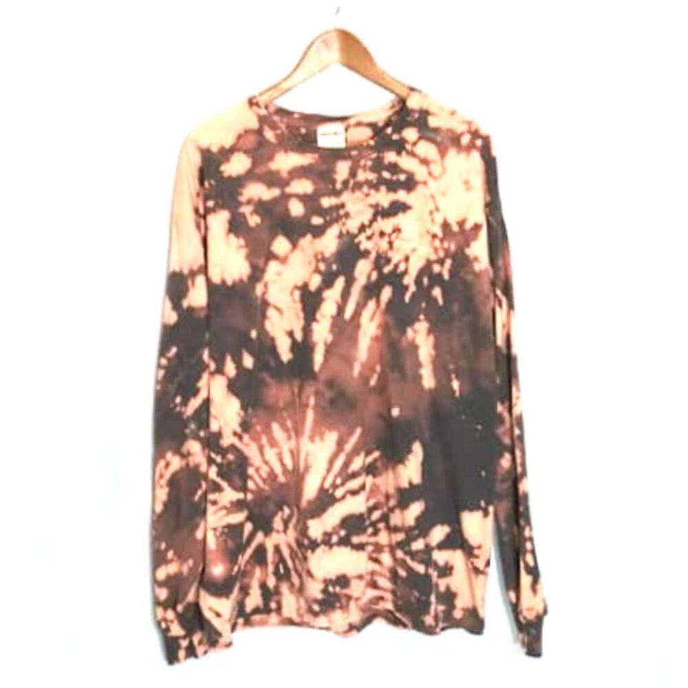 Upcycled Custom Bleach Tie Dye Long Sleeve T-Shirt Sz 2XL